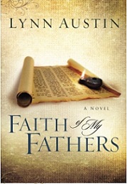 a book called "Faith of My Fathers" with a picture of a scroll and an oil lamp burning