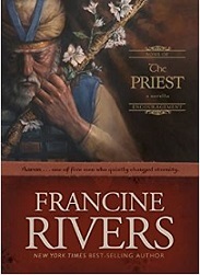 a book called "The Priest" with a picture of a man dressed in priest's clothes & holding a budding rod