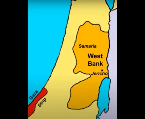 a map of Israel marking where the West Bank and Gaza strip are